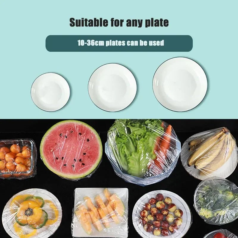 100 Pcs Elastic Food Covers, Disposable Plastic Bowl Lids for Fruit & Vegetable Storage, Freshness Seal Wraps - RELUX.STORE