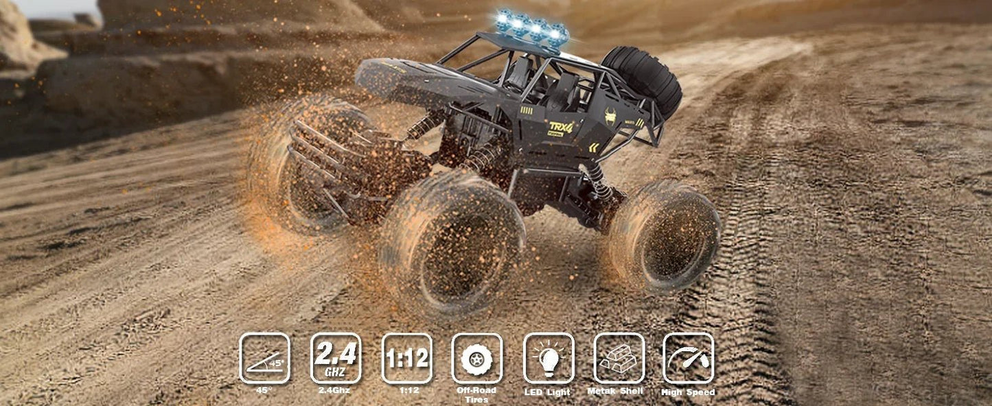 “1:12/1:16 RC Off - Road Truck – Remote Control 4WD Monster Truck with Metal Shell & LED Headlights, All - Terrain Offroad Car Toy for Kids” - RELUX.STORE