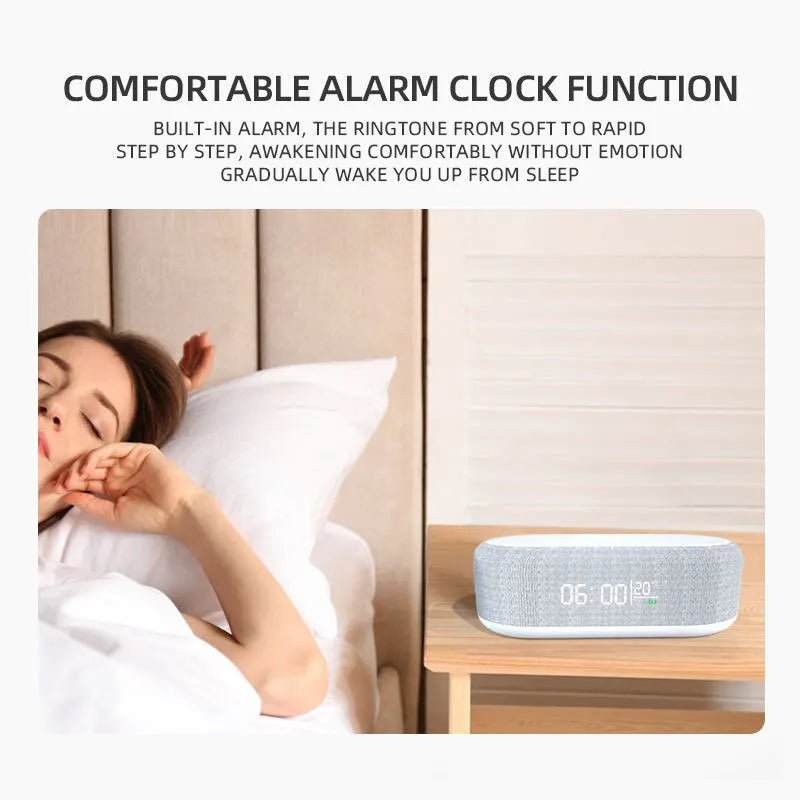 "15W Wireless Charger Alarm Clock with LED Display – Fast Charging Dock Station for iPhone & Samsung, Time, Thermometer & Earphone Stand" - RELUX.STORE