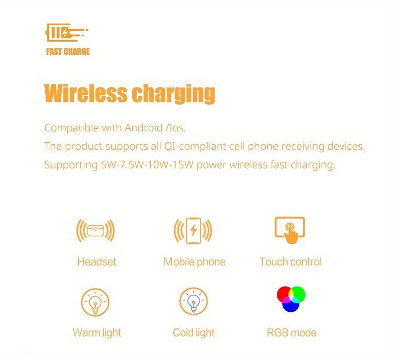 "15W Wireless Charger Alarm Clock with LED Display – Fast Charging Dock Station for iPhone & Samsung, Time, Thermometer & Earphone Stand" - RELUX.STORE