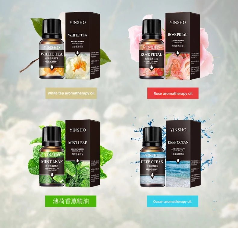 17 Flavors 10ml Essential Oils For Aroma Diffuser AirHumidifier Home Water - soluble Lavender Rose Eucalyptus White Peach Oolong - RELUX.STORE