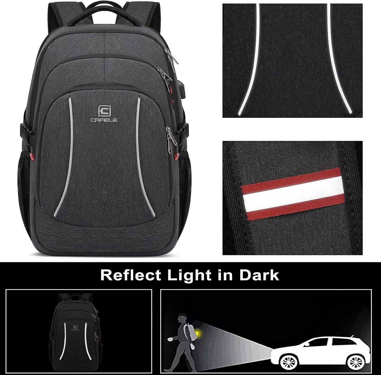 17.3 Inch Travel Laptop Backpack – Durable Water - Resistant College & Business Backpack with RFID Anti - Theft Pocket | Large Computer Bag, School Bookbag for Men, Women & Teens (Grey) - RELUX.STORE
