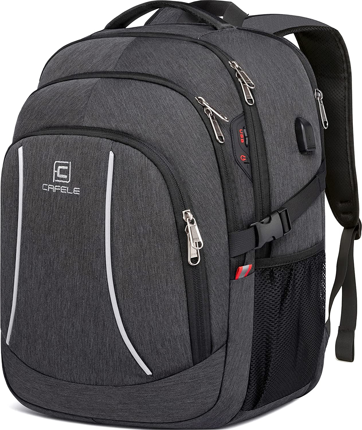 17.3 Inch Travel Laptop Backpack – Durable Water - Resistant College & Business Backpack with RFID Anti - Theft Pocket | Large Computer Bag, School Bookbag for Men, Women & Teens (Grey) - RELUX.STORE