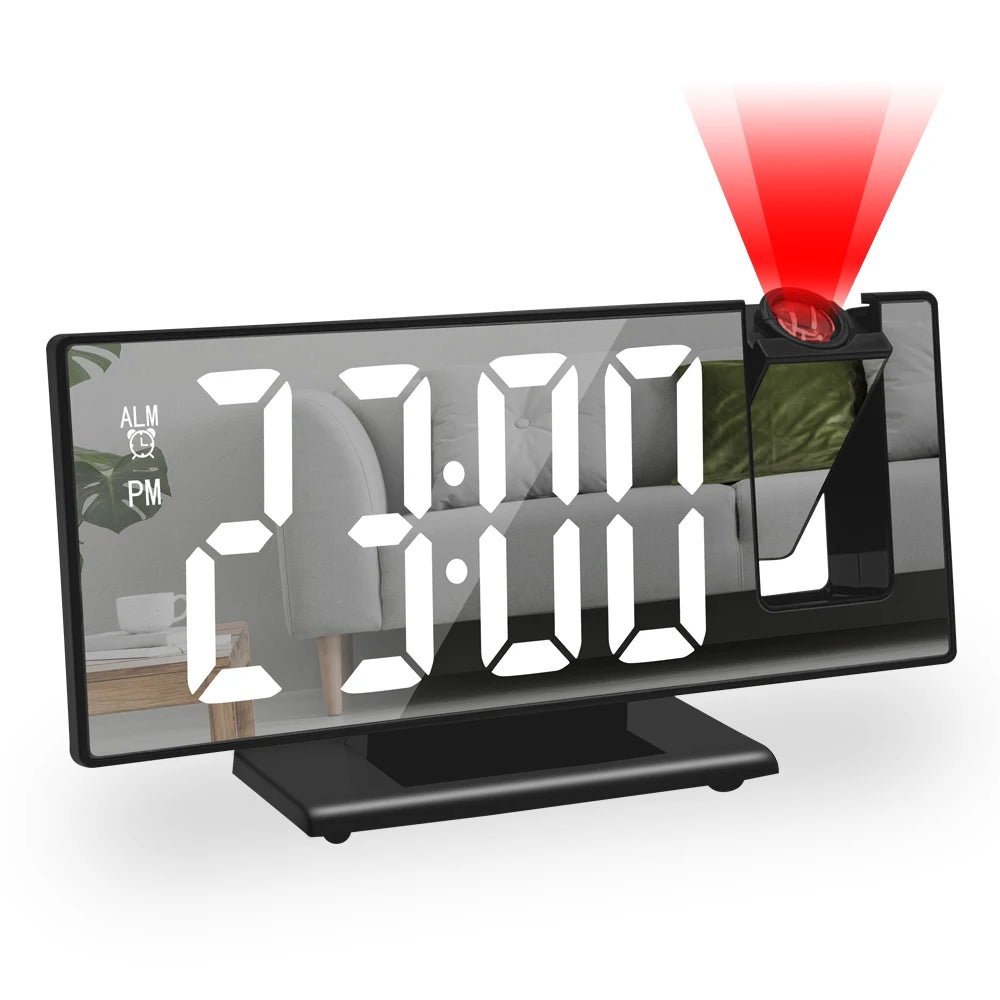 180° Arm Projection Alarm Clock Time Temperature USB Plug - in Digital Alarm Clock Snooze Table Clock 12/24H Projector LED Clock - RELUX.STORE