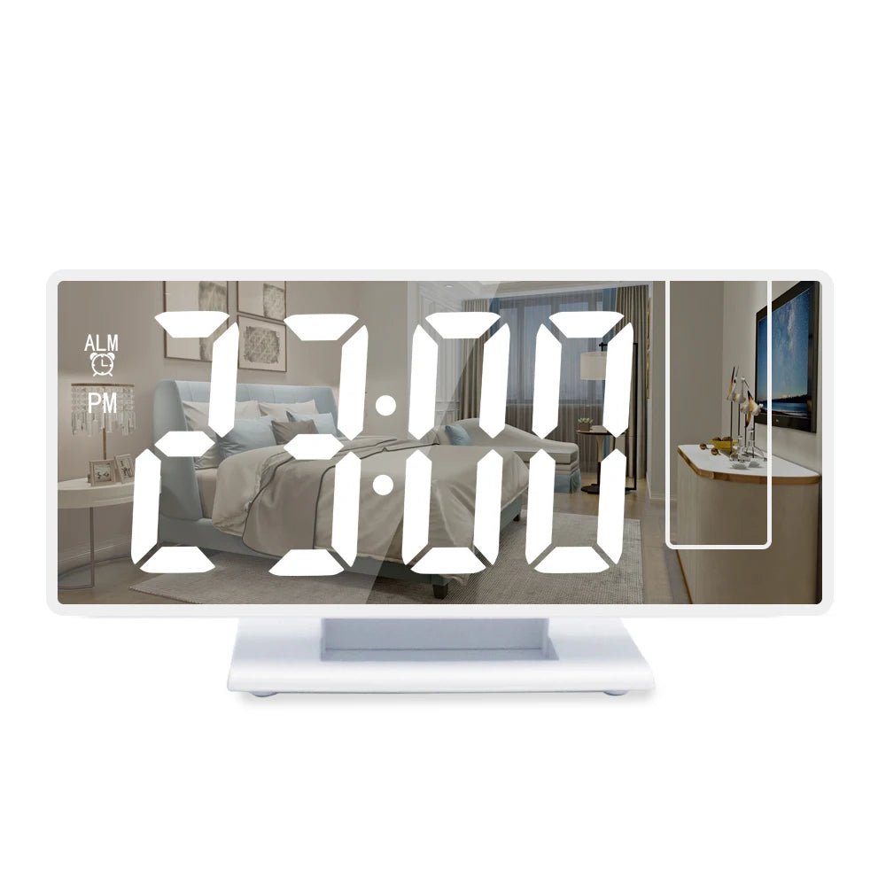 180° Arm Projection Alarm Clock Time Temperature USB Plug - in Digital Alarm Clock Snooze Table Clock 12/24H Projector LED Clock - RELUX.STORE