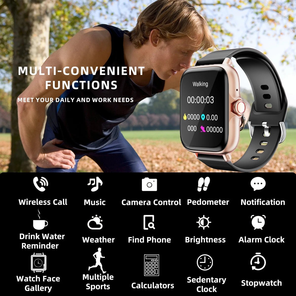 1.83'' Waterproof Smart Watch with Message Answer Call Sleep Monitoring Sports Pedometer Information Alerts For iPhone Android - RELUX.STORE