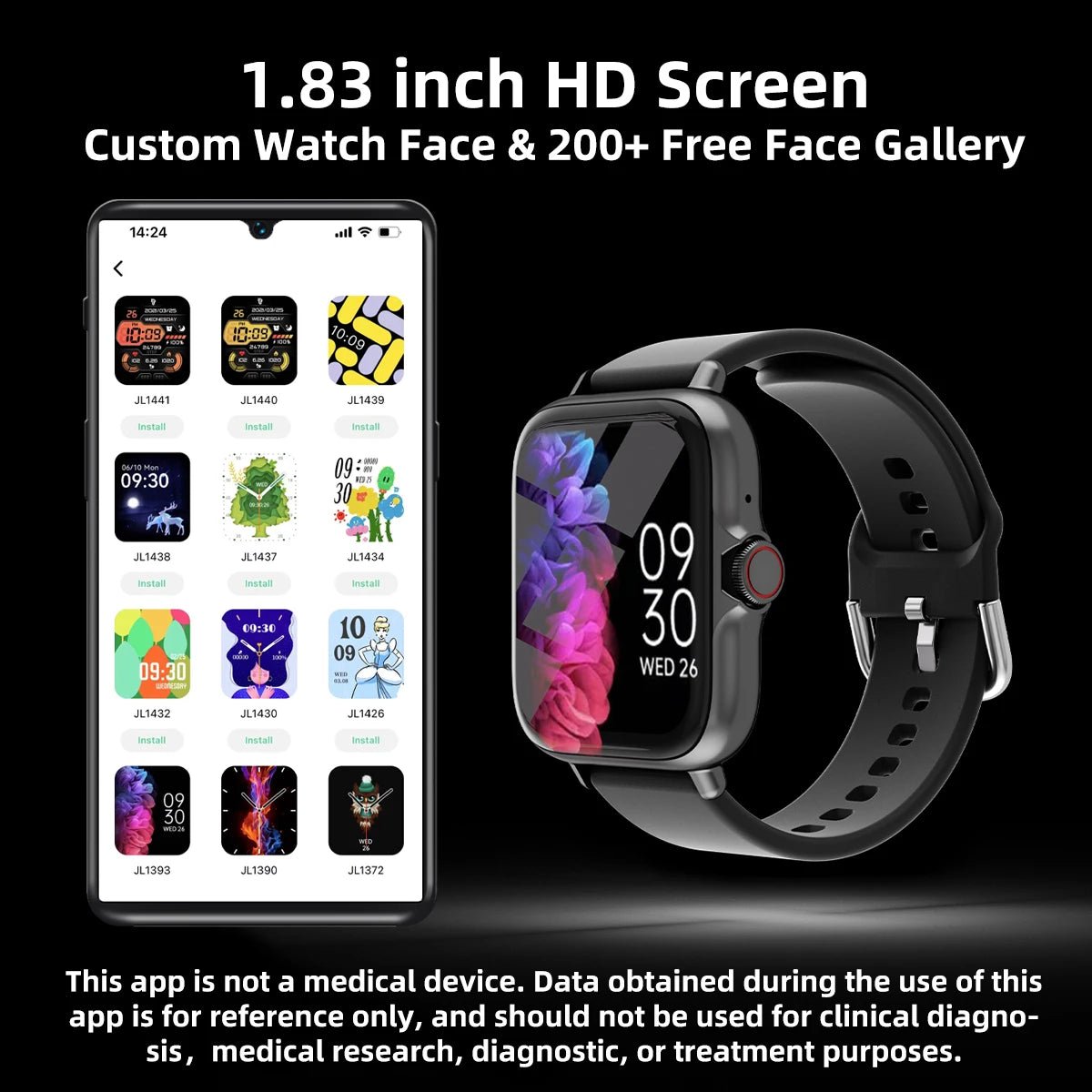 1.83'' Waterproof Smart Watch with Message Answer Call Sleep Monitoring Sports Pedometer Information Alerts For iPhone Android - RELUX.STORE
