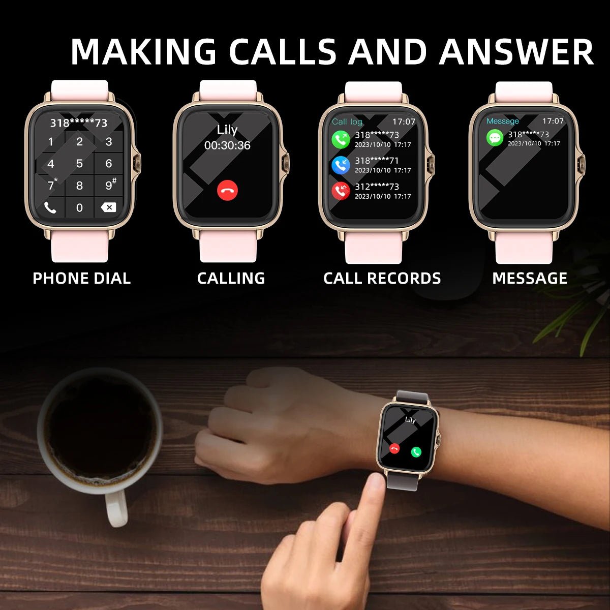 1.83'' Waterproof Smart Watch with Message Answer Call Sleep Monitoring Sports Pedometer Information Alerts For iPhone Android - RELUX.STORE