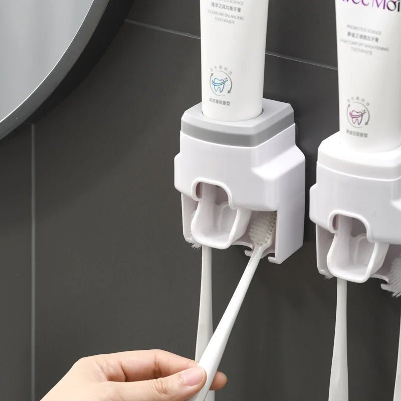 1pc Automatic Toothpaste Dispenser Creative Wall Mount and Small Toothbrush Holder Squeezer for Family Shower Bathroom - RELUX.STORE