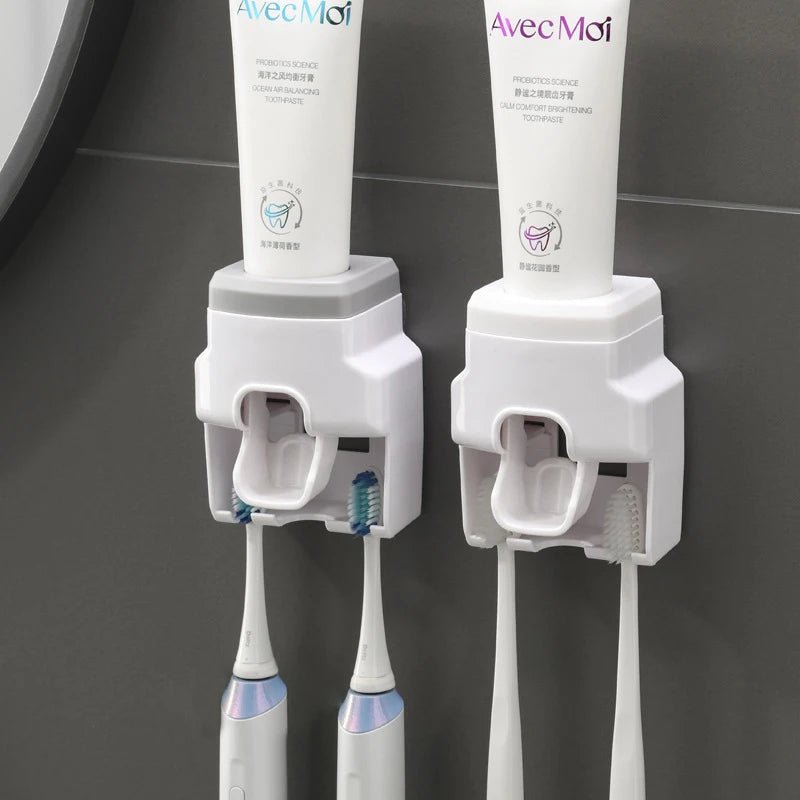 1pc Automatic Toothpaste Dispenser Creative Wall Mount and Small Toothbrush Holder Squeezer for Family Shower Bathroom - RELUX.STORE