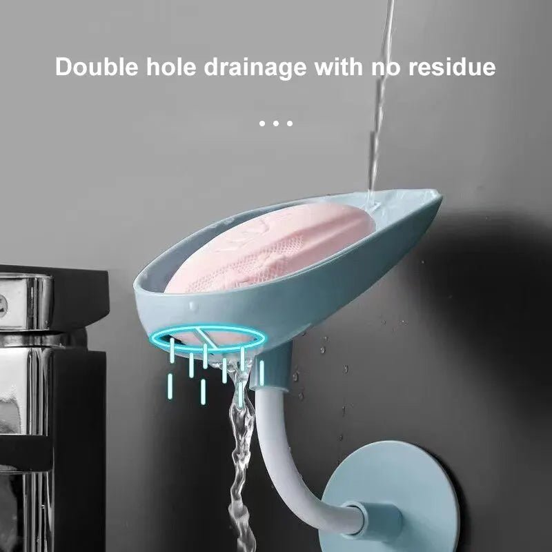 1pc Upgraded Soap Box With Drainage Double Grid Soap Rack, Wall Mounted Toilet With Cover Soap Rack, Non Perforated Soap Box - RELUX.STORE