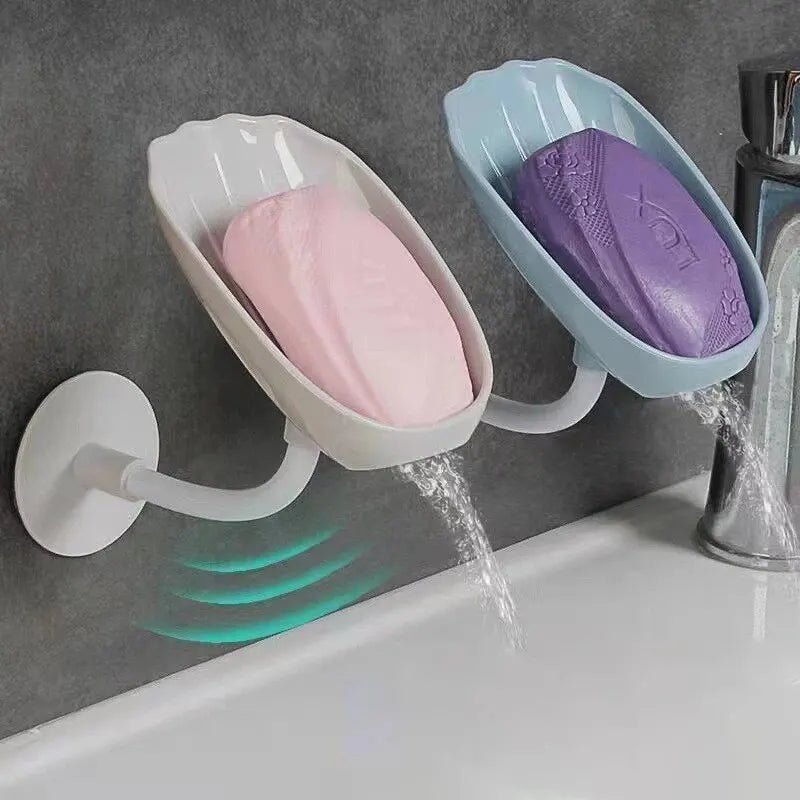 1pc Upgraded Soap Box With Drainage Double Grid Soap Rack, Wall Mounted Toilet With Cover Soap Rack, Non Perforated Soap Box - RELUX.STORE