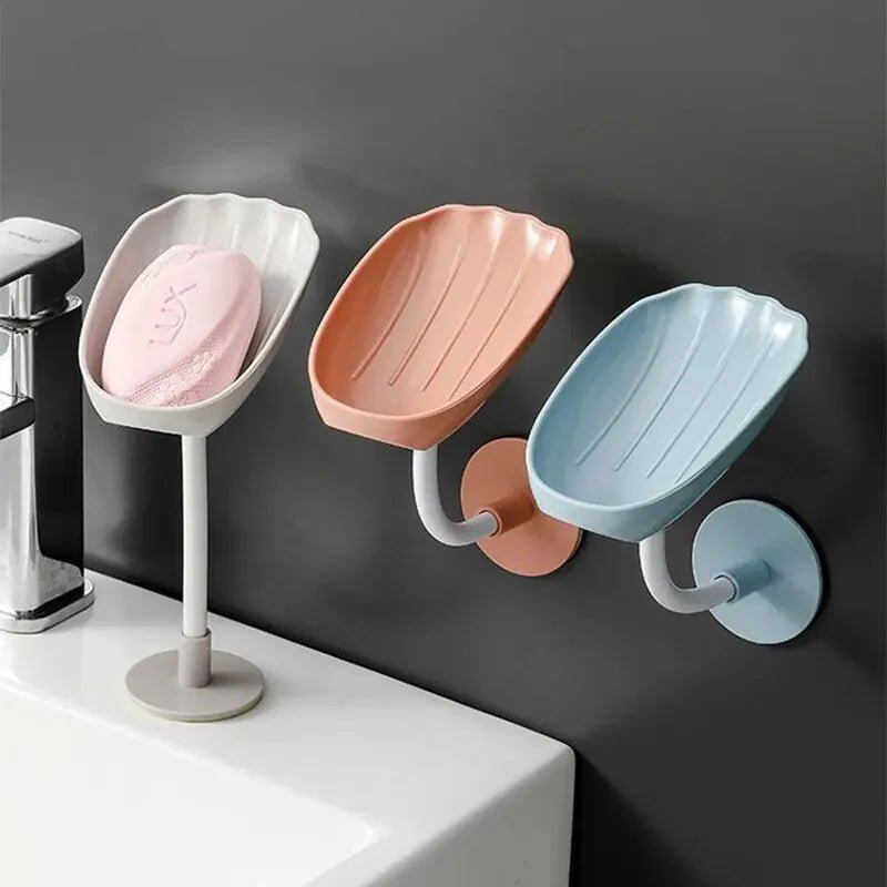 1pc Upgraded Soap Box With Drainage Double Grid Soap Rack, Wall Mounted Toilet With Cover Soap Rack, Non Perforated Soap Box - RELUX.STORE