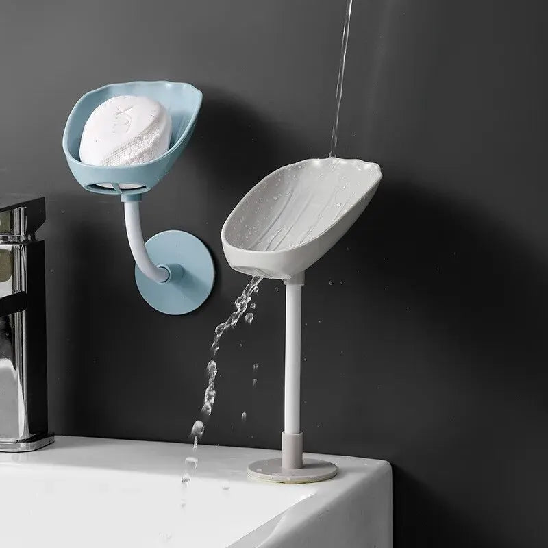 1pc Upgraded Soap Box With Drainage Double Grid Soap Rack, Wall Mounted Toilet With Cover Soap Rack, Non Perforated Soap Box - RELUX.STORE
