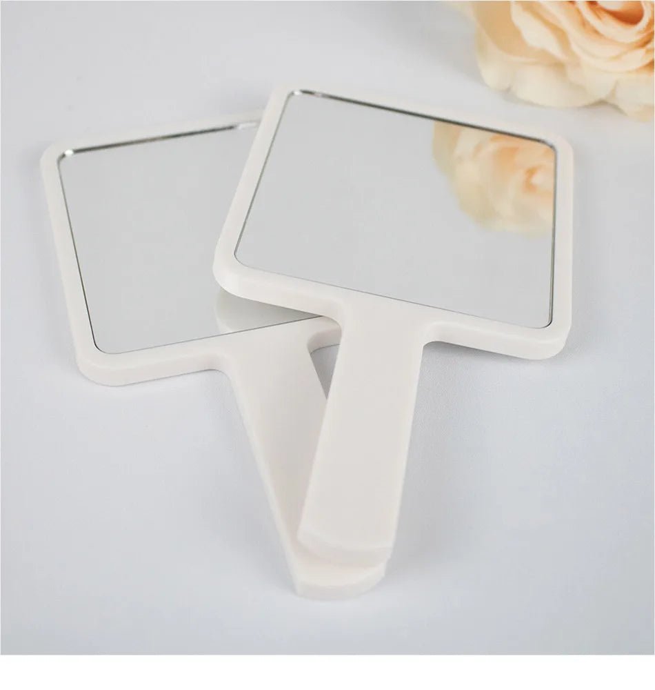 1Pcs Plastic Handle Handheld Makeup Vanity Mirror Portable Square Eyelash Extension Mirror Women Cosmetic Beauty Salon Supplies - RELUX.STORE