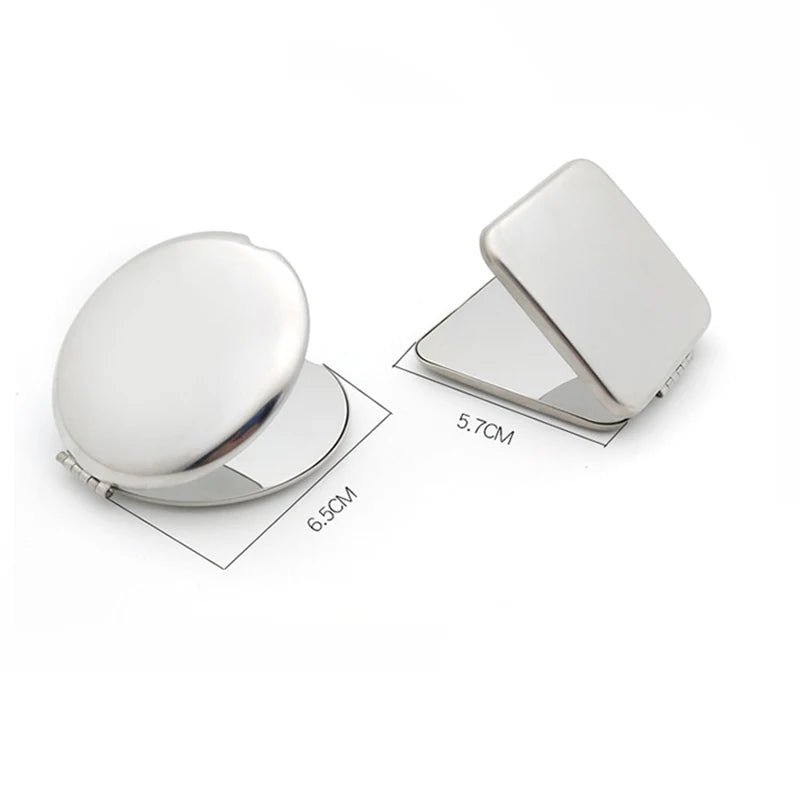 1pcs Portable Women Stainless Steel Makeup Mirror Hand Pocket Folded - Side Cosmetic Make Up Mirror Small Various Shapes - RELUX.STORE