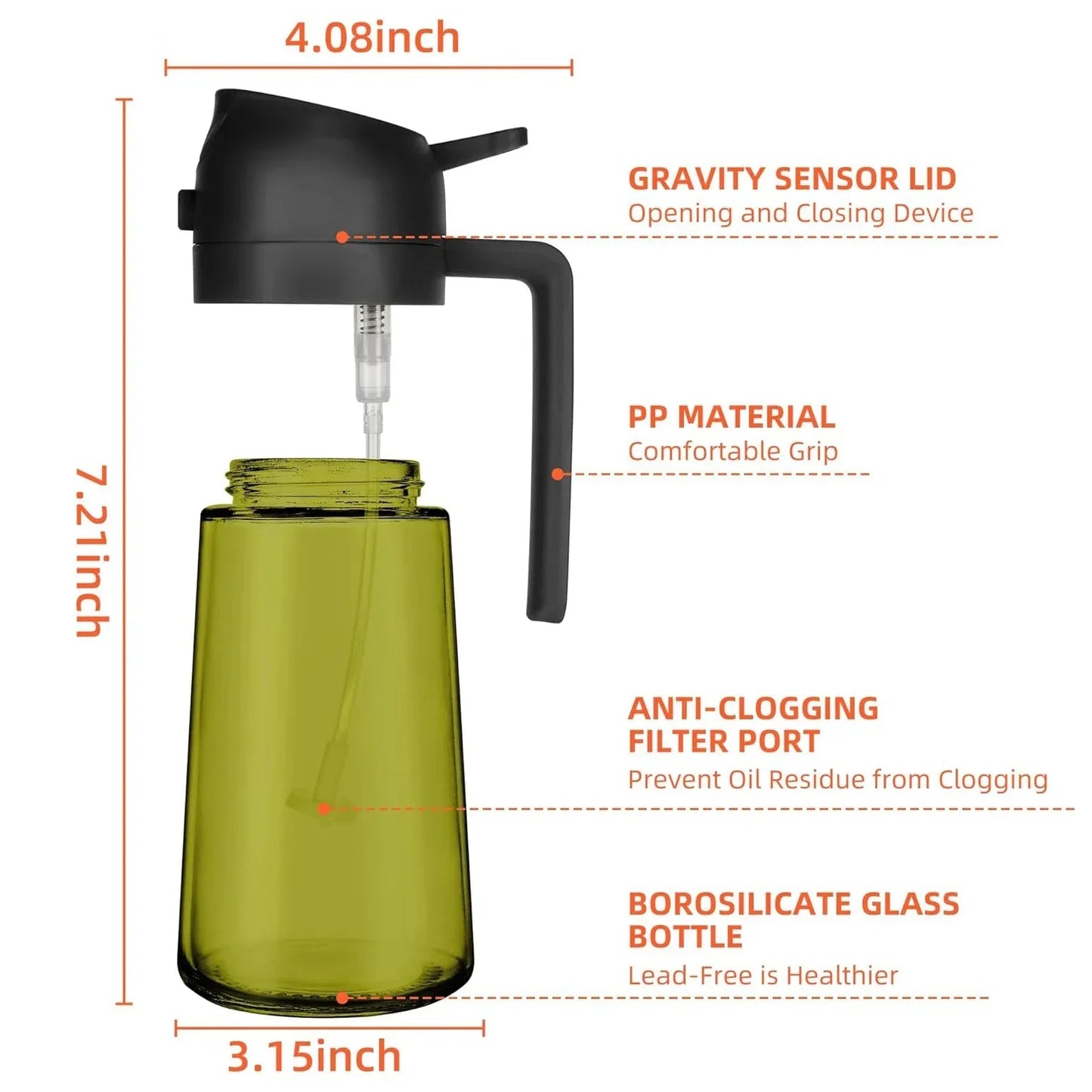 2 - in - 1 Dark Glass Oil Sprayer Olive Oil Dispenser Black Lightproof Oil Sprayer for Cooking Salads and Barbecues Barbecue Tools - RELUX.STORE