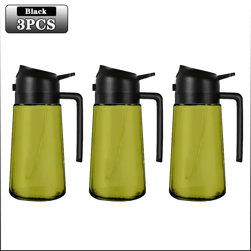 2 - in - 1 Dark Glass Oil Sprayer Olive Oil Dispenser Black Lightproof Oil Sprayer for Cooking Salads and Barbecues Barbecue Tools - RELUX.STORE