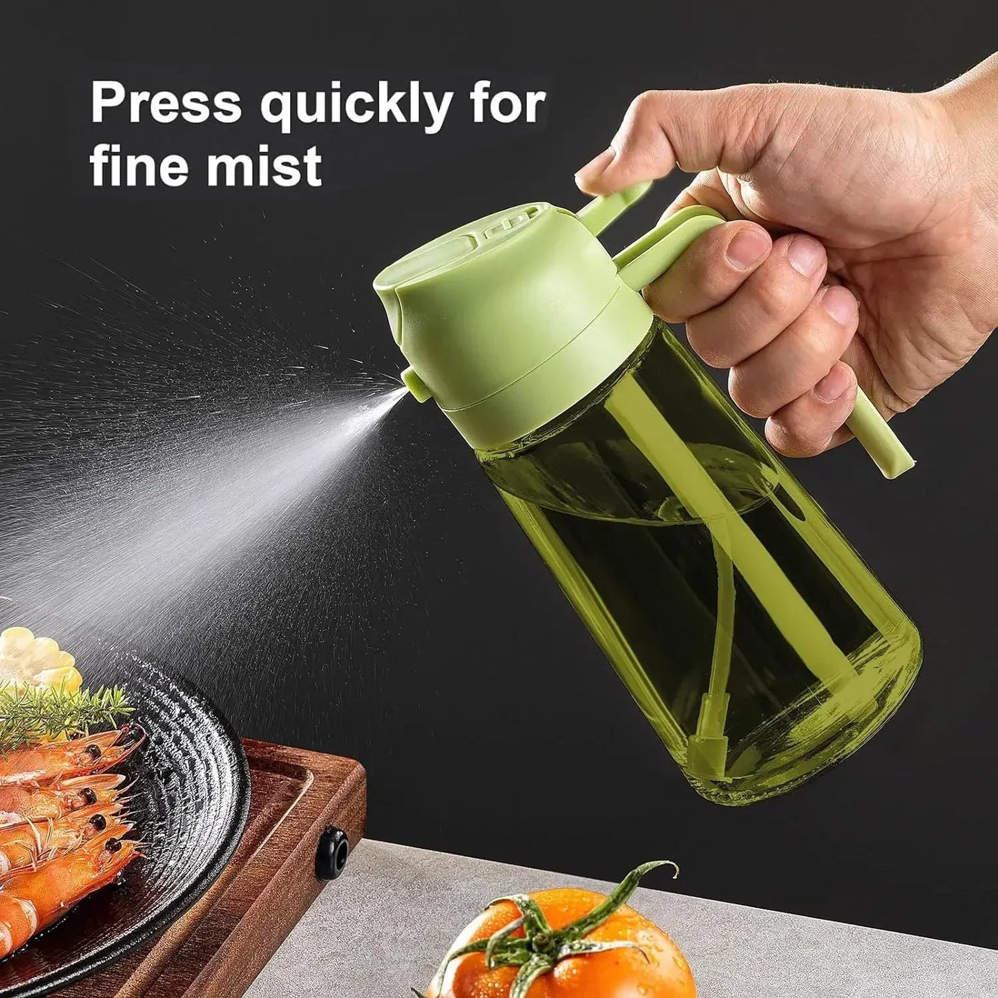 2 - in - 1 Dark Glass Oil Sprayer Olive Oil Dispenser Black Lightproof Oil Sprayer for Cooking Salads and Barbecues Barbecue Tools - RELUX.STORE