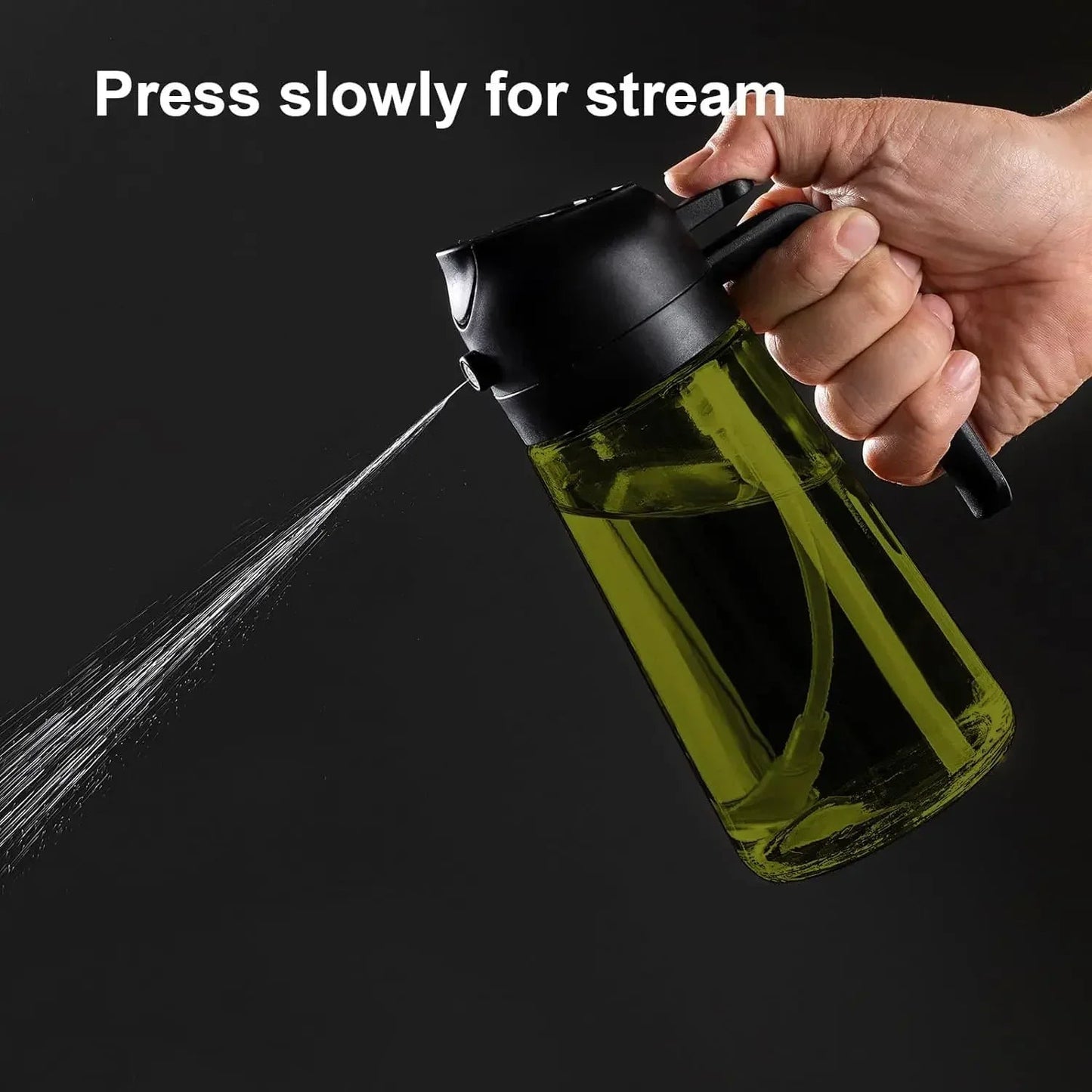 2 - in - 1 Dark Glass Oil Sprayer Olive Oil Dispenser Black Lightproof Oil Sprayer for Cooking Salads and Barbecues Barbecue Tools - RELUX.STORE