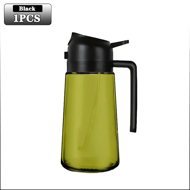 2 - in - 1 Dark Glass Oil Sprayer Olive Oil Dispenser Black Lightproof Oil Sprayer for Cooking Salads and Barbecues Barbecue Tools - RELUX.STORE