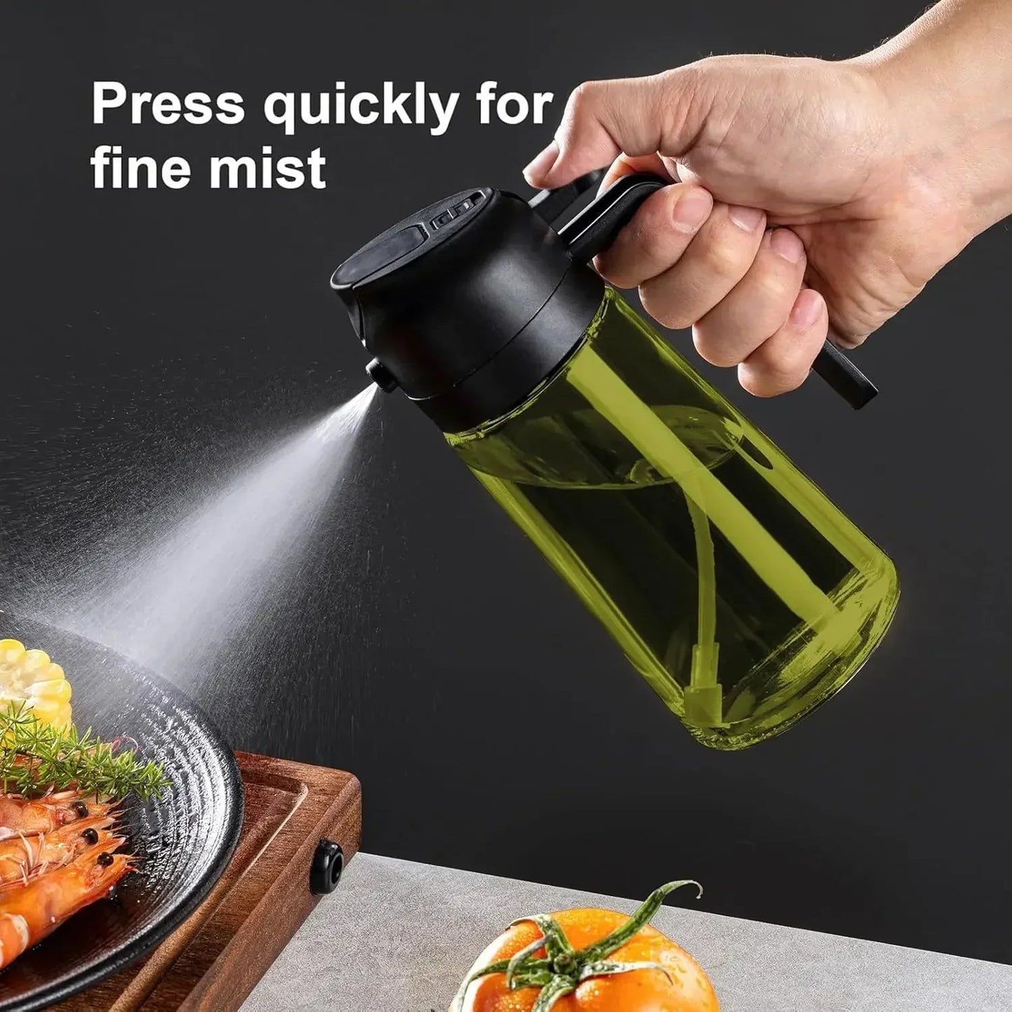 2 - in - 1 Dark Glass Oil Sprayer Olive Oil Dispenser Black Lightproof Oil Sprayer for Cooking Salads and Barbecues Barbecue Tools - RELUX.STORE
