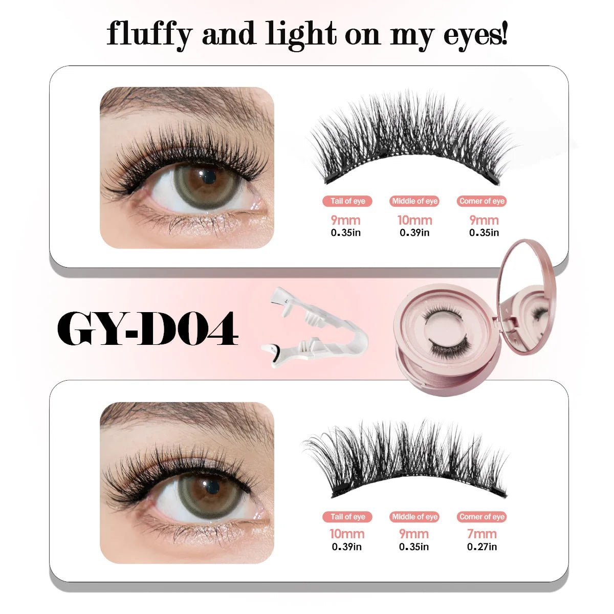 2 Pairs Magnetic Eyelash Natural Look Fluffy False Eyelashes Reusable Magnetic Eyelash Set with Applicator No Glue Need Makeup - RELUX.STORE
