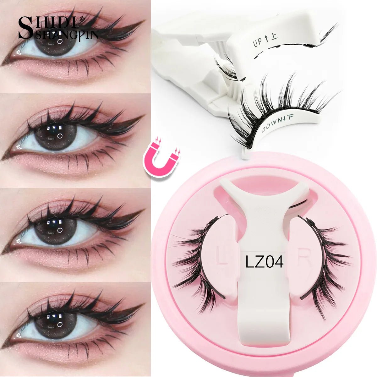 2 Pairs Magnetic Eyelash Natural Look Fluffy False Eyelashes Reusable Magnetic Eyelash Set with Applicator No Glue Need Makeup - RELUX.STORE