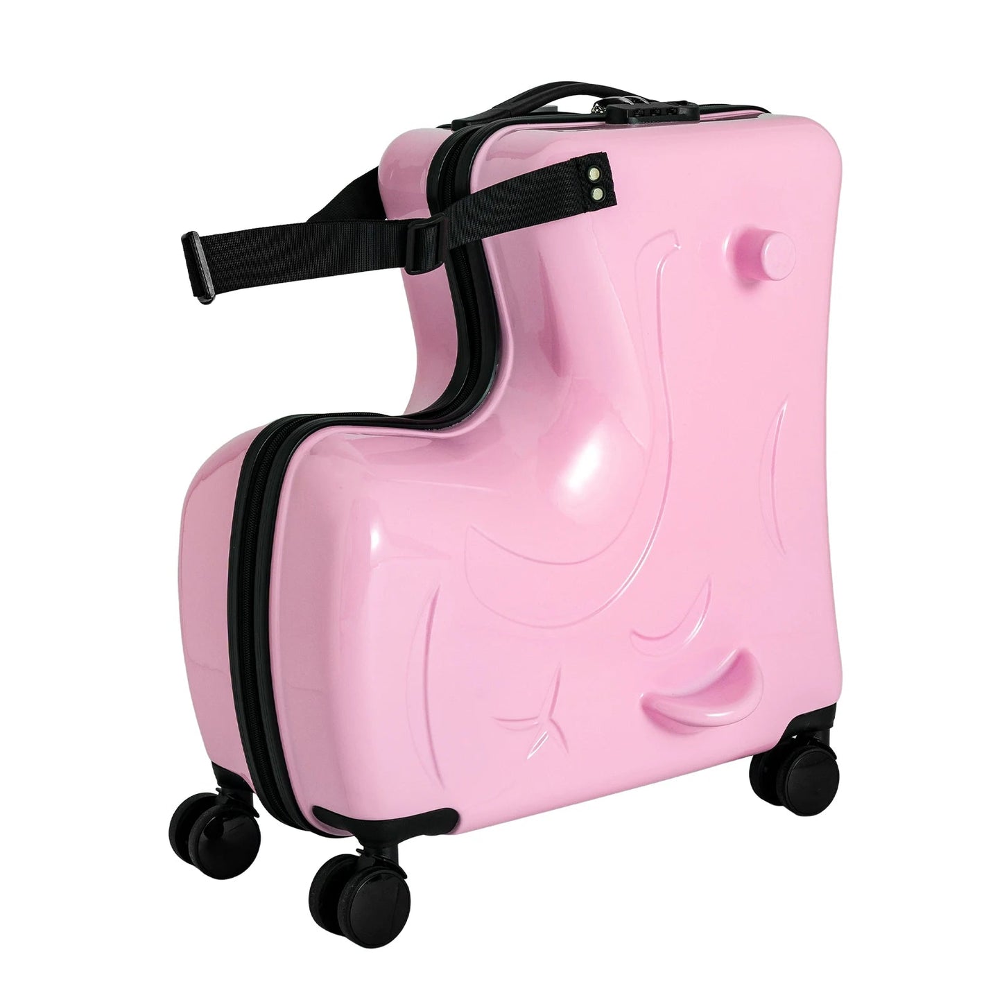 20" Kid's Ride - on Travel Suitcase,Rolling Luggage with Wheels Carry Trolley Luggage with Password Lock for Children's Day Gift - RELUX.STORE20" Kid's Ride - on Travel Suitcase,Rolling Luggage with Wheels Carry Trolley Luggage with Password Lock for Children's Day Gift