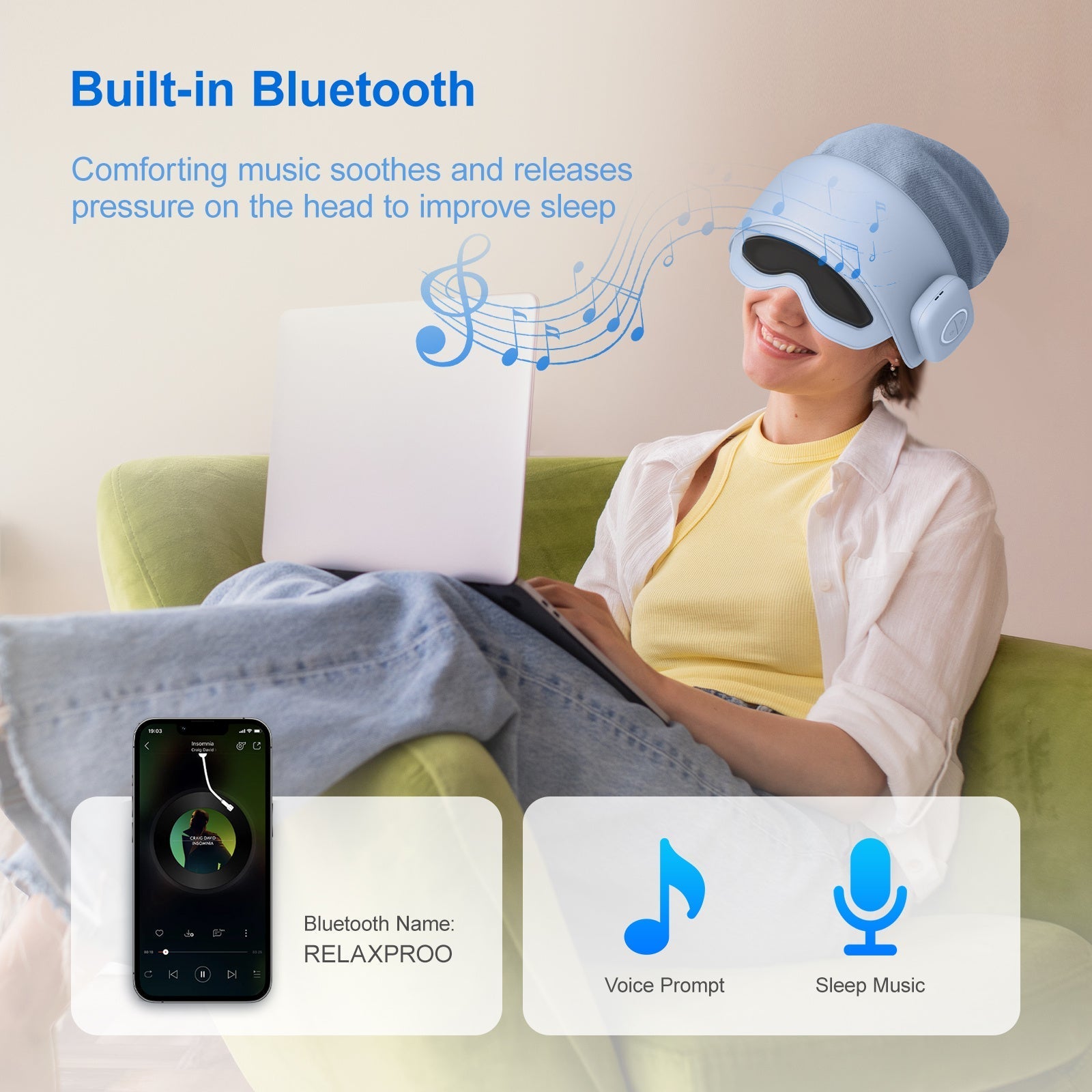 2025 Best - Selling Smart Head Massager – With Eye Relief, Heating Function & Stress - Relief Therapy | Relaxation Device for Head, Scalp & Eyes - RELUX.STORE