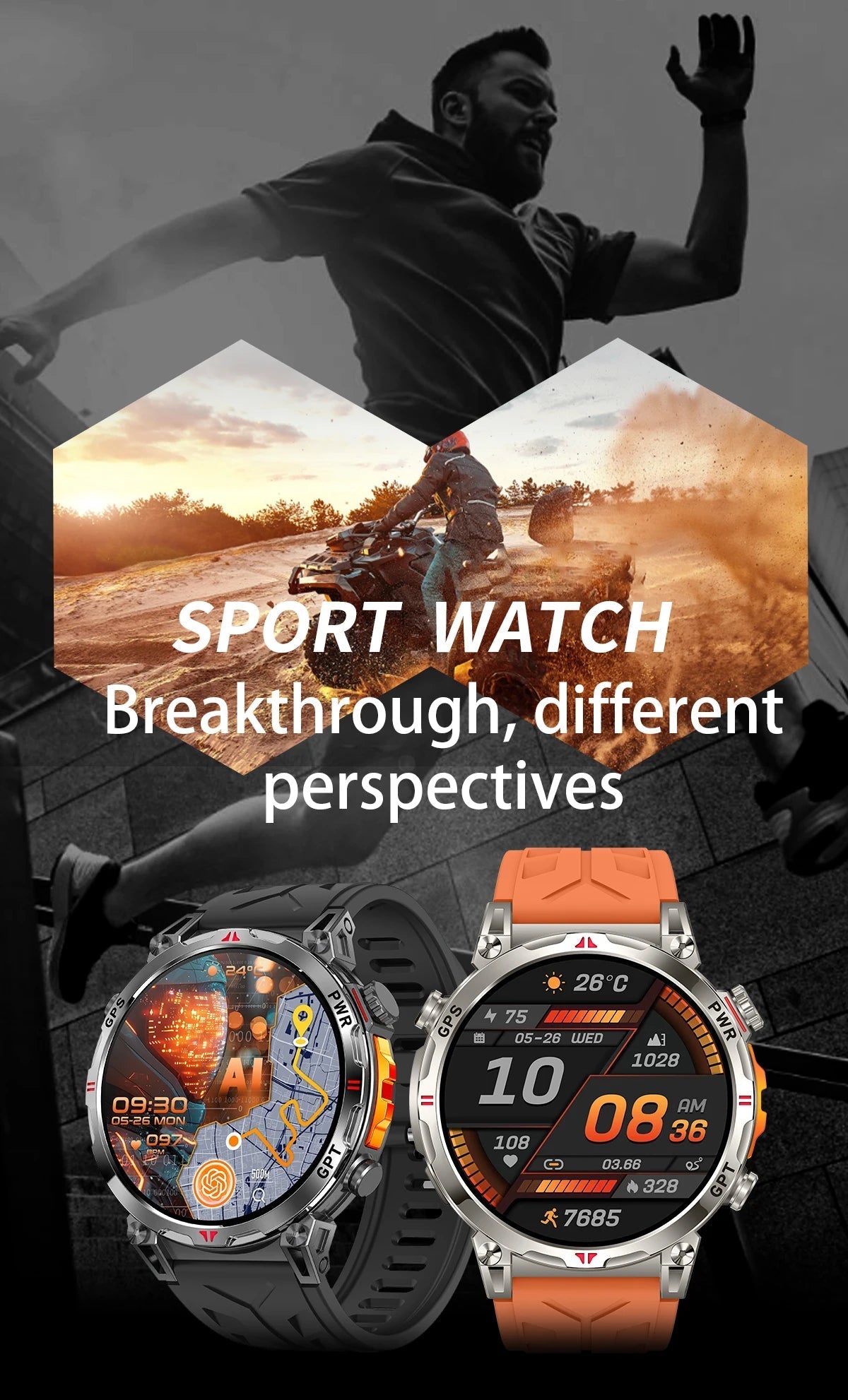 2025 New Military AMOLED HD SmartWatch 650Mah Battery GPS Compass 5ATM Waterproof Tactics 100+ Sport BT call Smart Watch For Men - RELUX.STORE