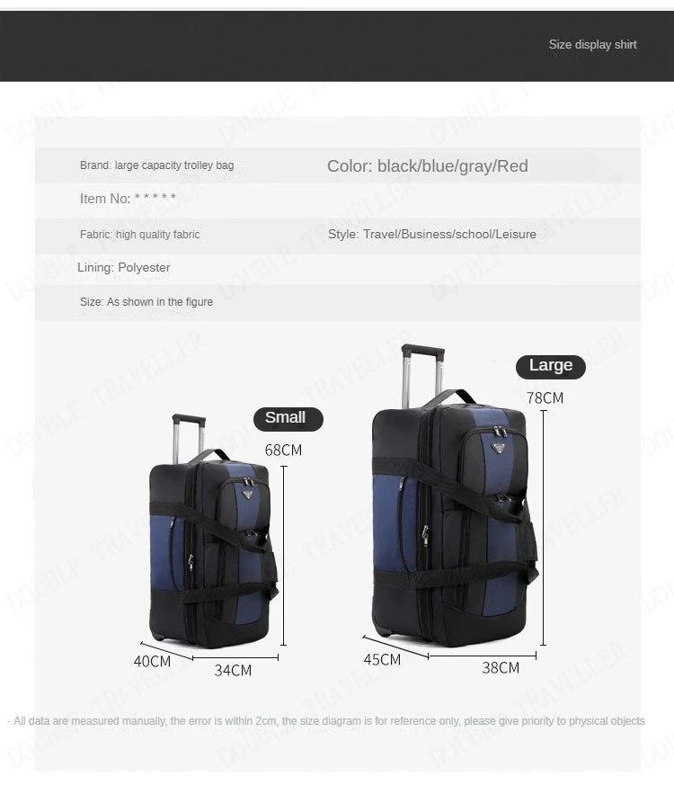 2025 New Travel Bags with Wheels Oxford Cloth Trolley Luggage Bag Organizes Folding Bags Quality Large Size Suitcases valises - RELUX.STORE2025 New Travel Bags with Wheels Oxford Cloth Trolley Luggage Bag Organizes Folding Bags Quality Large Size Suitcases valises