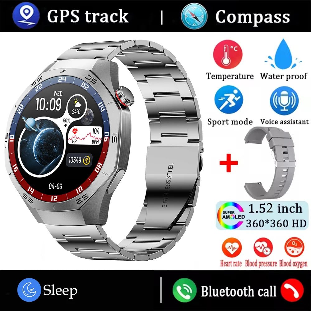 2025New For Android and ios Smart Watch Men AMOLED Screen GPS Motion trajectory Heart Rate Bluetooth Calls SmartWatch Waterproof - RELUX.STORE