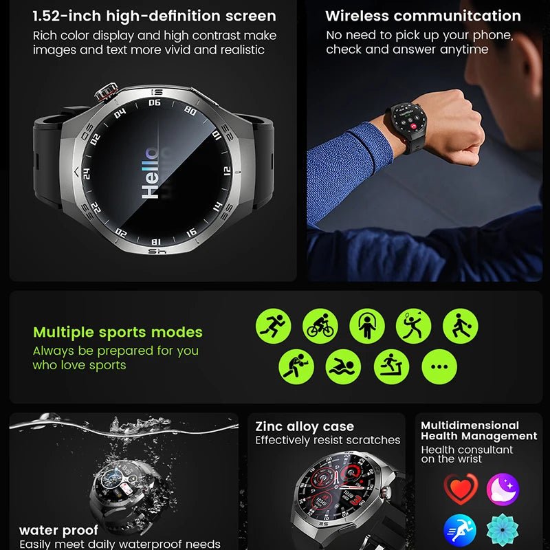 2025New For Android and ios Smart Watch Men AMOLED Screen GPS Motion trajectory Heart Rate Bluetooth Calls SmartWatch Waterproof - RELUX.STORE
