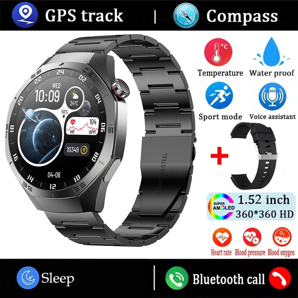 2025New For Android and ios Smart Watch Men AMOLED Screen GPS Motion trajectory Heart Rate Bluetooth Calls SmartWatch Waterproof - RELUX.STORE