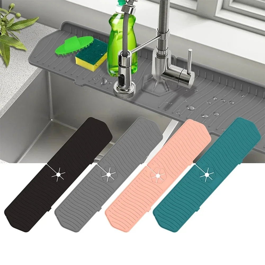 24.01/29.92 Inch Kitchen Long Silicone Sink Faucet Mat Splash Guard for Absorbent Sink Countertop Protectors Mat Kitchen Gadgets - RELUX.STORE