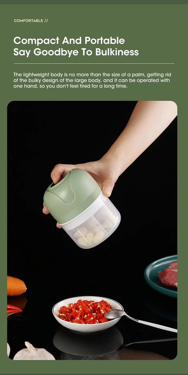 250ml Garlic Masher Crusher Electric Kitchen Food Chopper USB Portable Meat Grinder Vegetable Chopper for Kitchen Gadgets - RELUX.STORE
