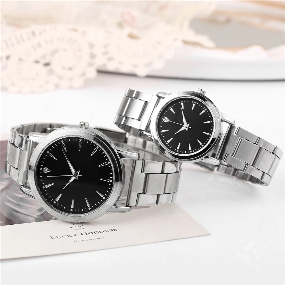 2PCS Couple's Watches Men Business Watch Fashion Analog Women Quartz Watch (Without Box) - RELUX.STORE