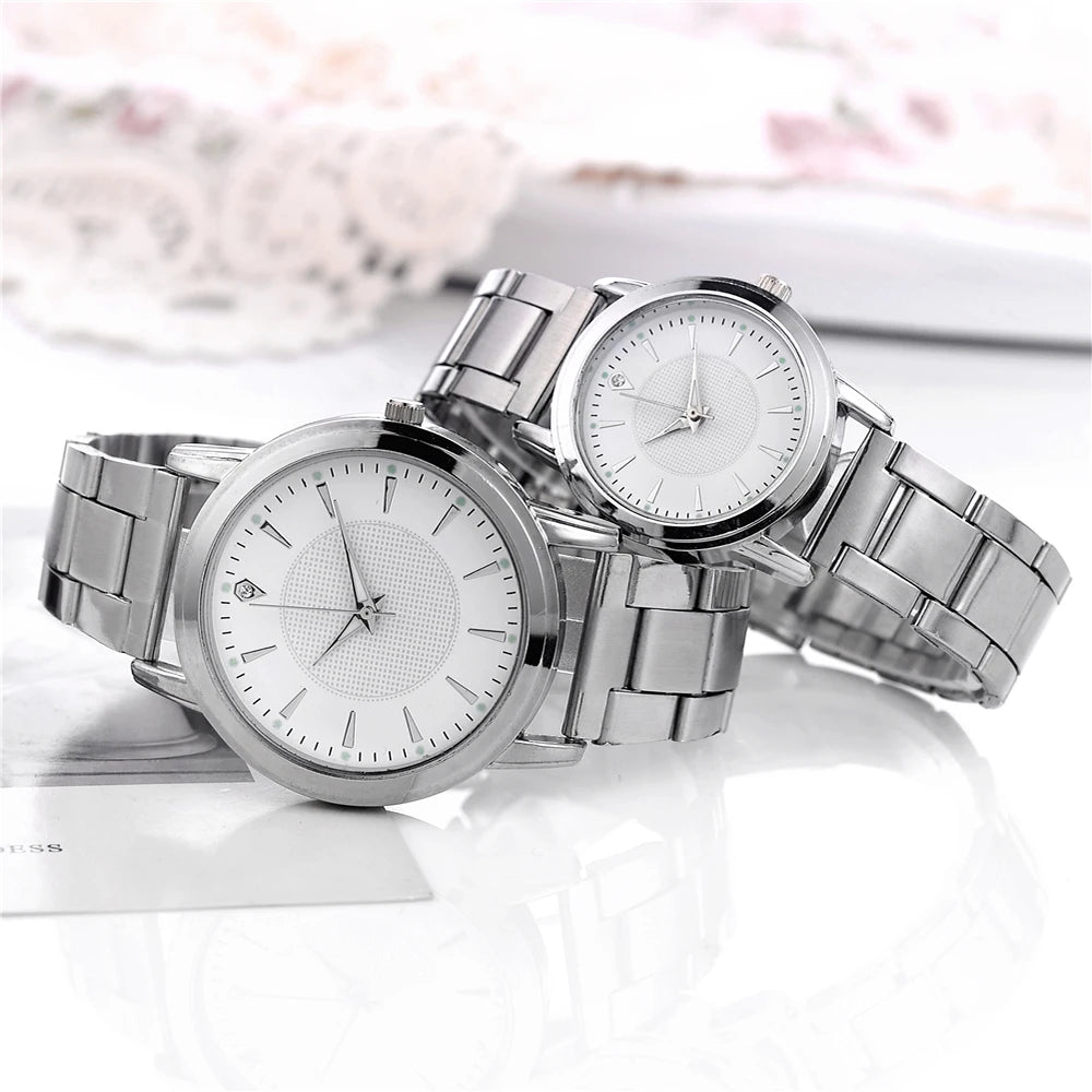 2PCS Couple's Watches Men Business Watch Fashion Analog Women Quartz Watch (Without Box) - RELUX.STORE