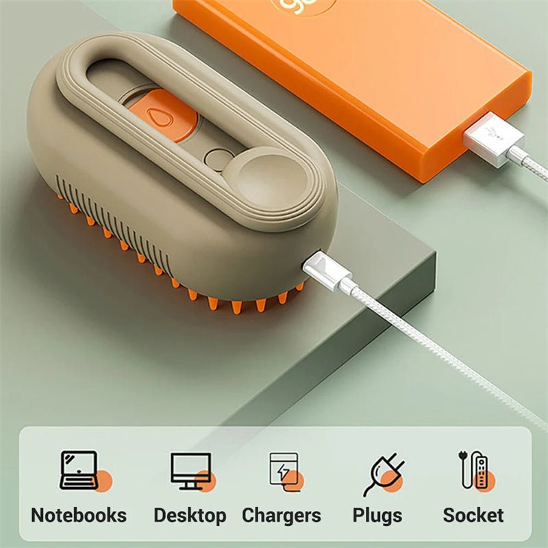 “3 - in - 1 Electric Pet Grooming Brush – Steam Hair Removal & Massage Comb for Cats and Dogs, Easy Fur Care Tool” - RELUX.STORE
