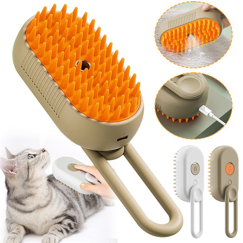 “3 - in - 1 Electric Pet Grooming Brush – Steam Hair Removal & Massage Comb for Cats and Dogs, Easy Fur Care Tool” - RELUX.STORE