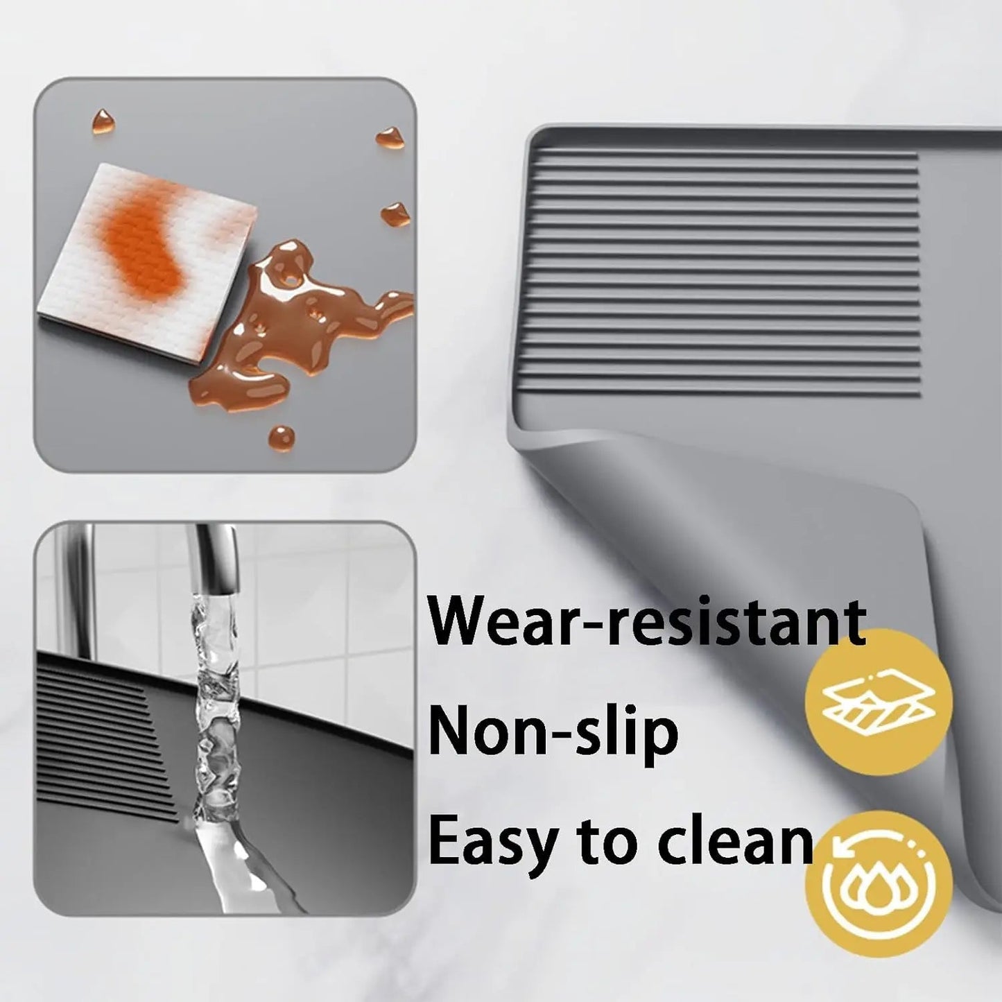 3 - In - 1 Silicone Coffee Mat Multi - Functional Non - Slip Bar Mat for Countertops for Mess - Free Coffee Station Setup Essential Coffee - RELUX.STORE