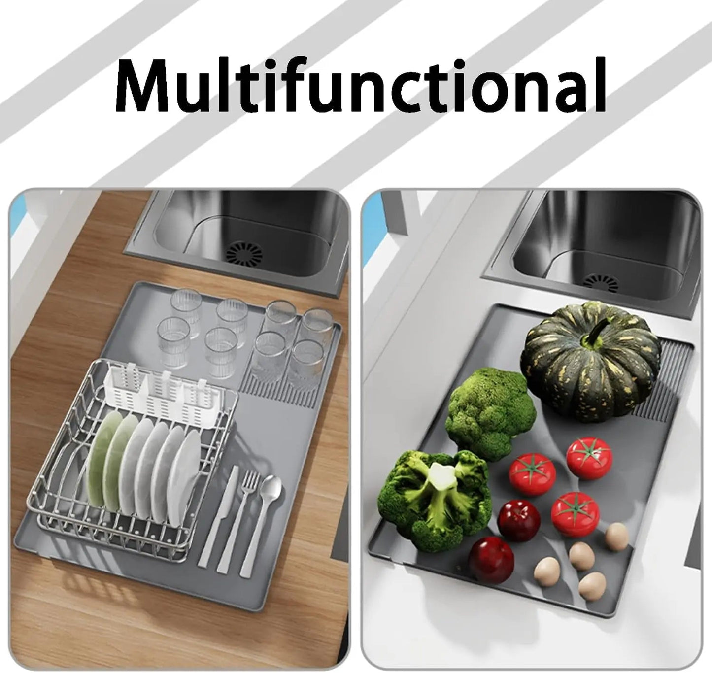 3 - In - 1 Silicone Coffee Mat Multi - Functional Non - Slip Bar Mat for Countertops for Mess - Free Coffee Station Setup Essential Coffee - RELUX.STORE