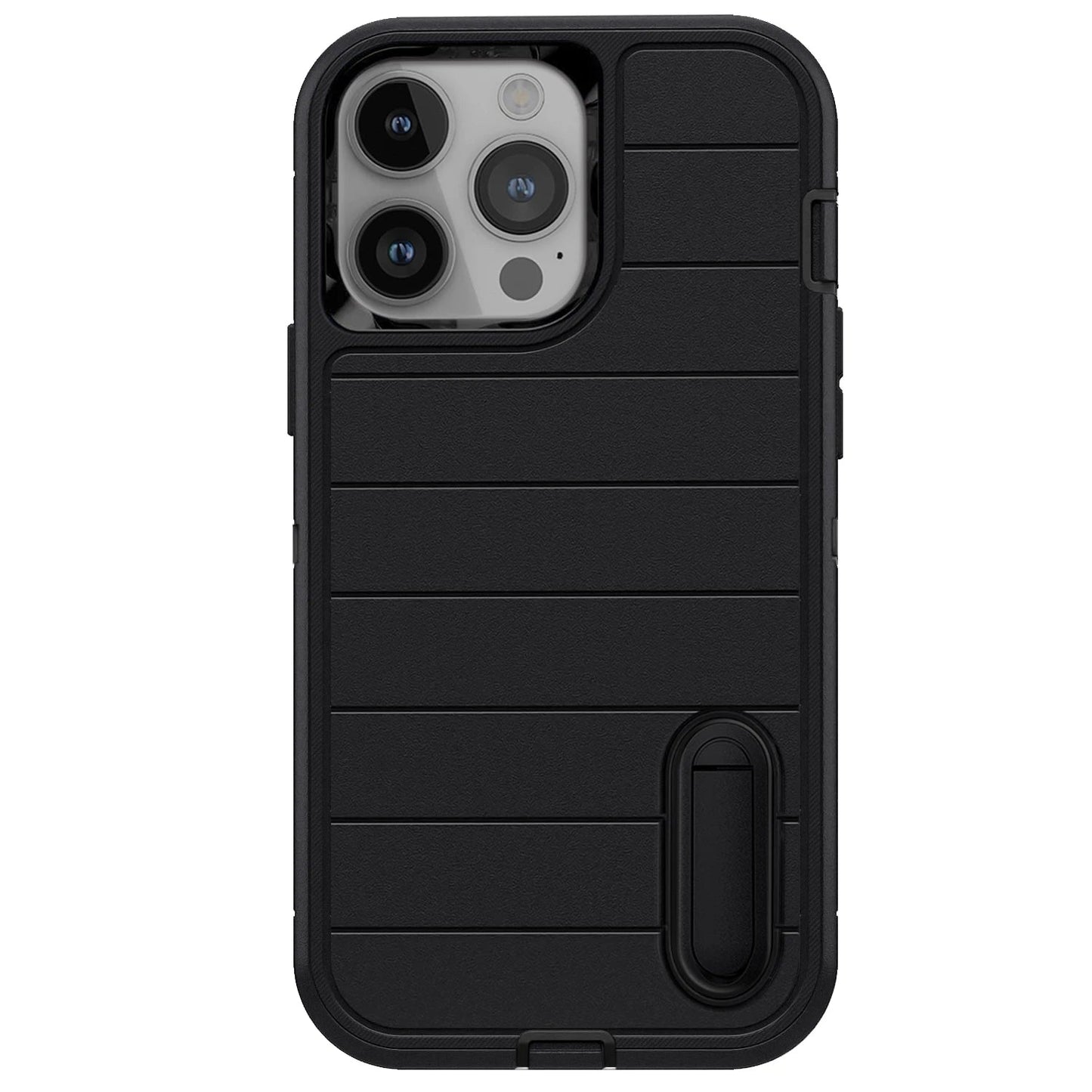 3 - Layer Heavy - Duty Protective Kickstand Case for iPhone 14 / 14 Plus / 14 Pro / 14 Pro Max – Black Shockproof Cover 5G - RELUX.STORE