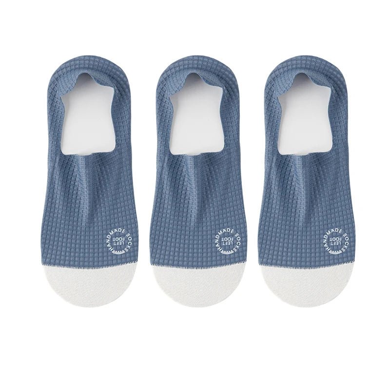 "3 Pairs Men’s Invisible Socks – Thin, Breathable, Sweat - Absorbing Boat Socks with Comfortable Waffle Mesh Pattern" - RELUX.STORE