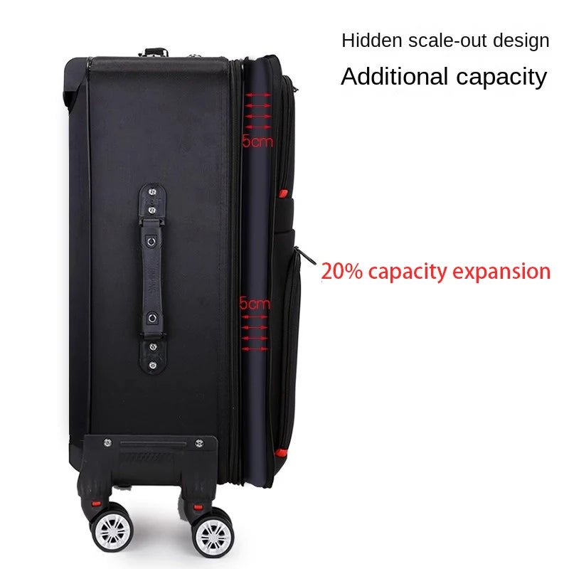 30" Large Capacity Black Luggage Waterproof Durable Trolley Case Oxford Cloth Detachable Spinner Wheel 20" Password Suitcase - RELUX.STORE30" Large Capacity Black Luggage Waterproof Durable Trolley Case Oxford Cloth Detachable Spinner Wheel 20" Password Suitcase