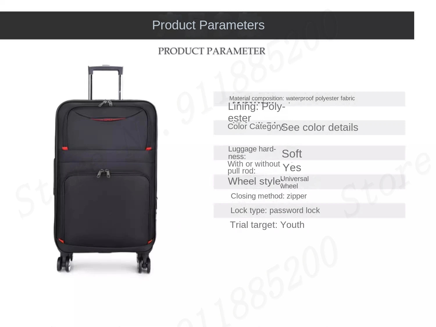 30" Large Capacity Black Luggage Waterproof Durable Trolley Case Oxford Cloth Detachable Spinner Wheel 20" Password Suitcase - RELUX.STORE30" Large Capacity Black Luggage Waterproof Durable Trolley Case Oxford Cloth Detachable Spinner Wheel 20" Password Suitcase