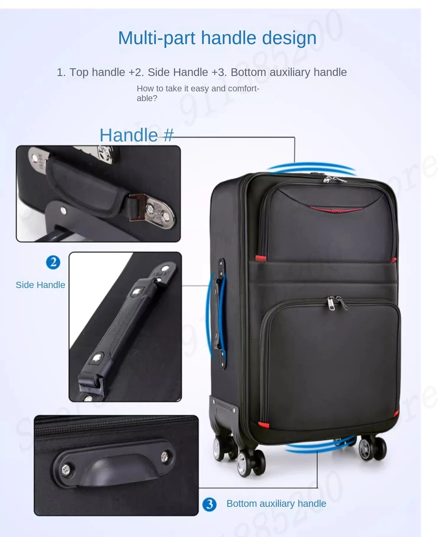 30" Large Capacity Black Luggage Waterproof Durable Trolley Case Oxford Cloth Detachable Spinner Wheel 20" Password Suitcase - RELUX.STORE30" Large Capacity Black Luggage Waterproof Durable Trolley Case Oxford Cloth Detachable Spinner Wheel 20" Password Suitcase