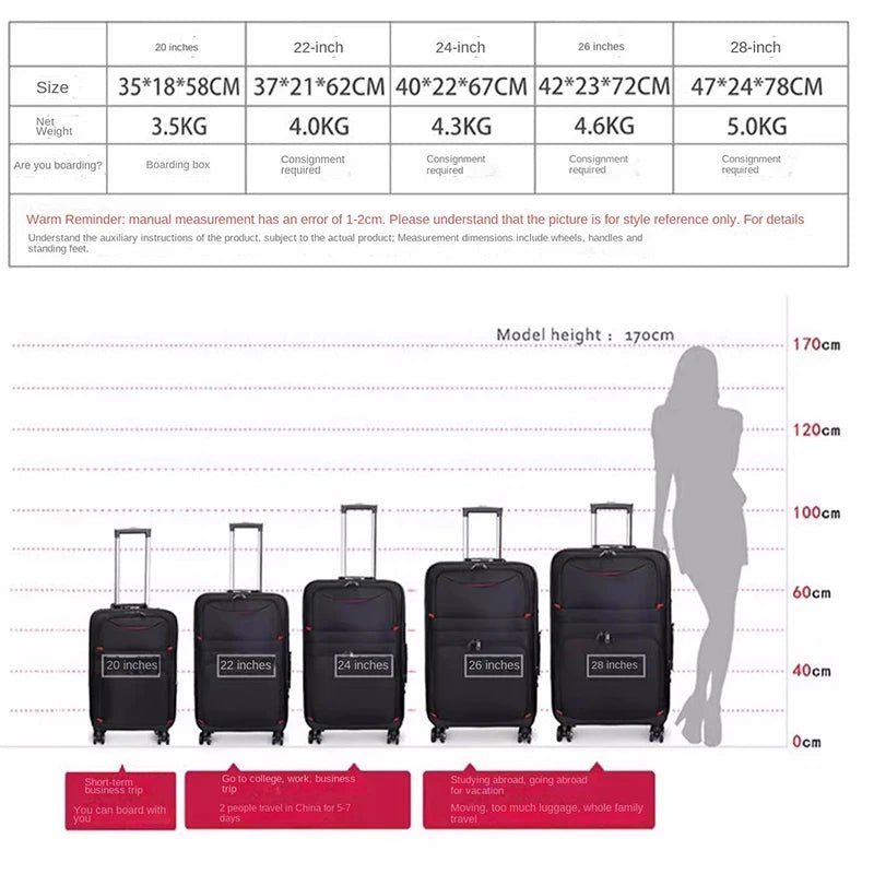 30" Large Capacity Black Luggage Waterproof Durable Trolley Case Oxford Cloth Detachable Spinner Wheel 20" Password Suitcase - RELUX.STORE30" Large Capacity Black Luggage Waterproof Durable Trolley Case Oxford Cloth Detachable Spinner Wheel 20" Password Suitcase