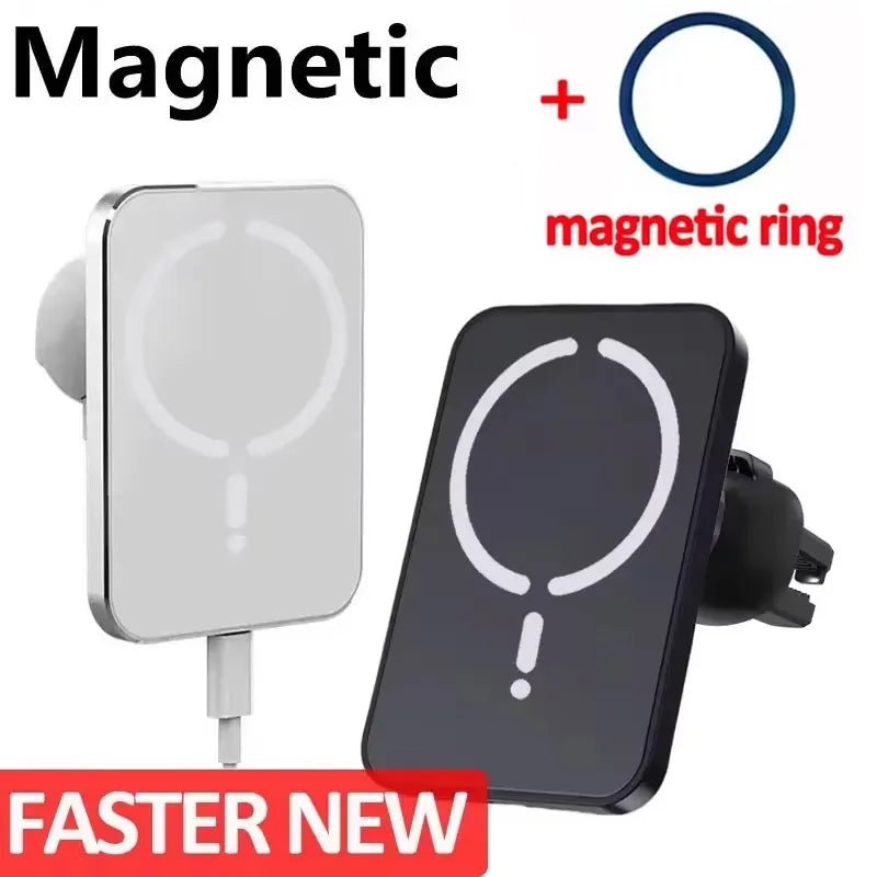 "30W Magnetic Wireless Car Charger with Air Vent Clip – Magsafe iPhone 16/15/14/13/12 Pro Max Fast Charging Stand & Phone Holder" - RELUX.STORE
